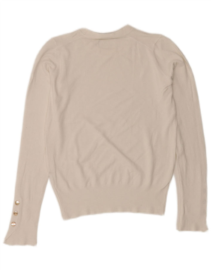 Zara Womens Crop Crew Neck Jumper Sweater UK 10 Small White