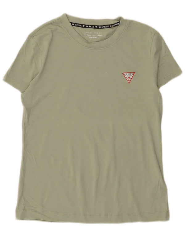 Guess Womens T-Shirt Top UK 12 Medium Green Cotton