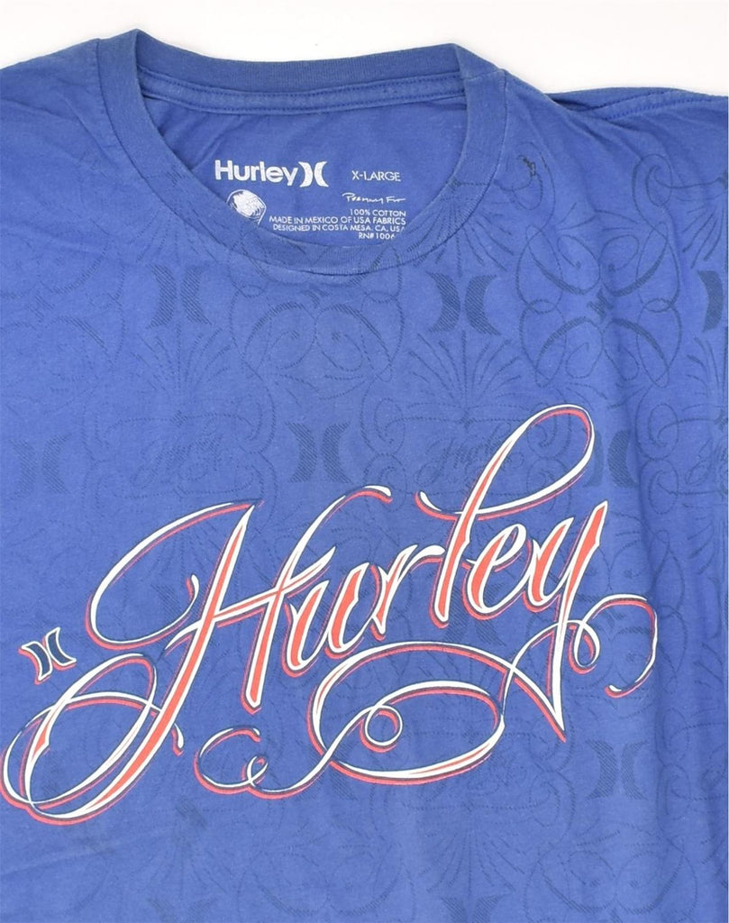 HURLEY Mens Graphic T-Shirt Top XL Blue Cotton | Vintage Hurley | Thrift | Second-Hand Hurley | Used Clothing | Messina Hembry 