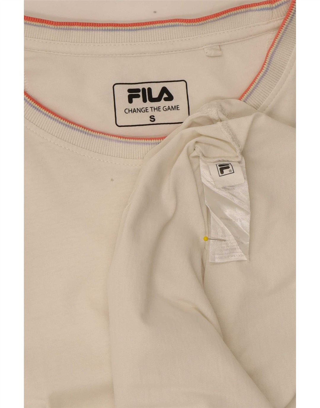 Fila Mens T-Shirt Top Small White Striped Cotton