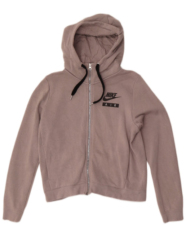 Nike Womens Graphic Zip Hoodie Sweater UK 10 Small Grey Cotton