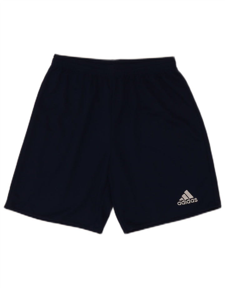ADIDAS Boys Climalite Sport Shorts 15-16 Years Navy Blue Polyester