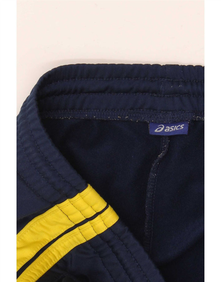 Asics Mens Tracksuit Trousers Small  Navy Blue Colourblock Polyester
