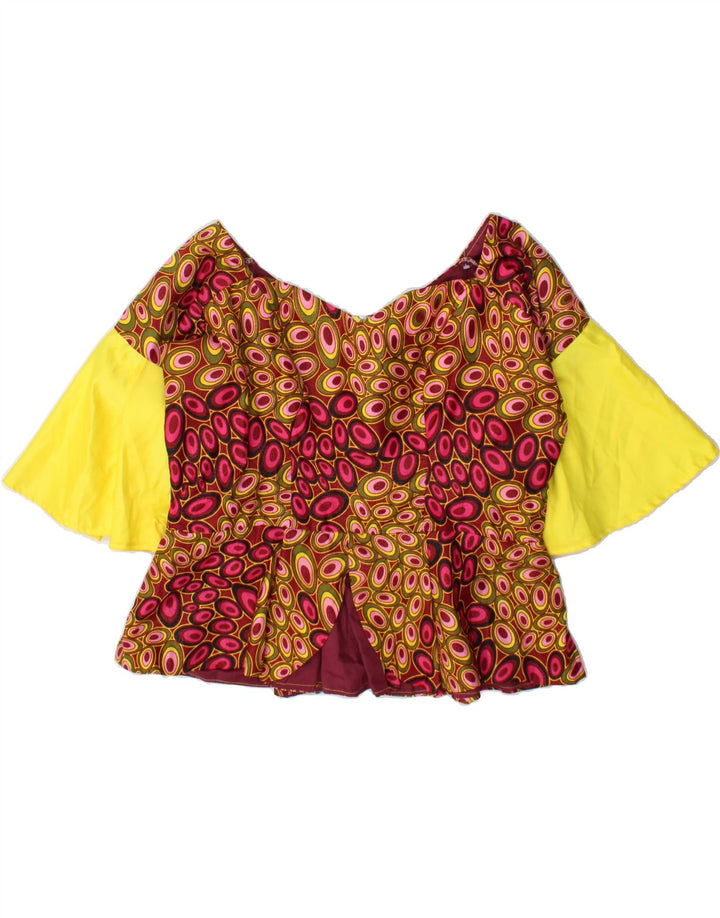 VINTAGE Womens Oversized Abstract Pattern Blouse Top UK 14 Medium Maroon Vintage Vintage and Second-Hand Vintage from Messina Hembry 