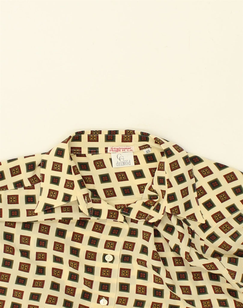 DELMOD Womens Crazy Pattern Shirt EU 40 Medium Beige Polyester | Vintage Delmod | Thrift | Second-Hand Delmod | Used Clothing | Messina Hembry 