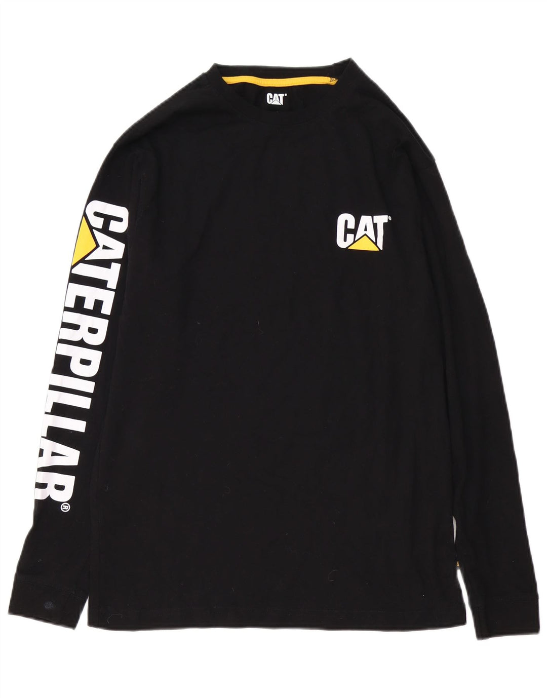 CAT Mens Graphic Top Long Sleeve Small Black Cotton