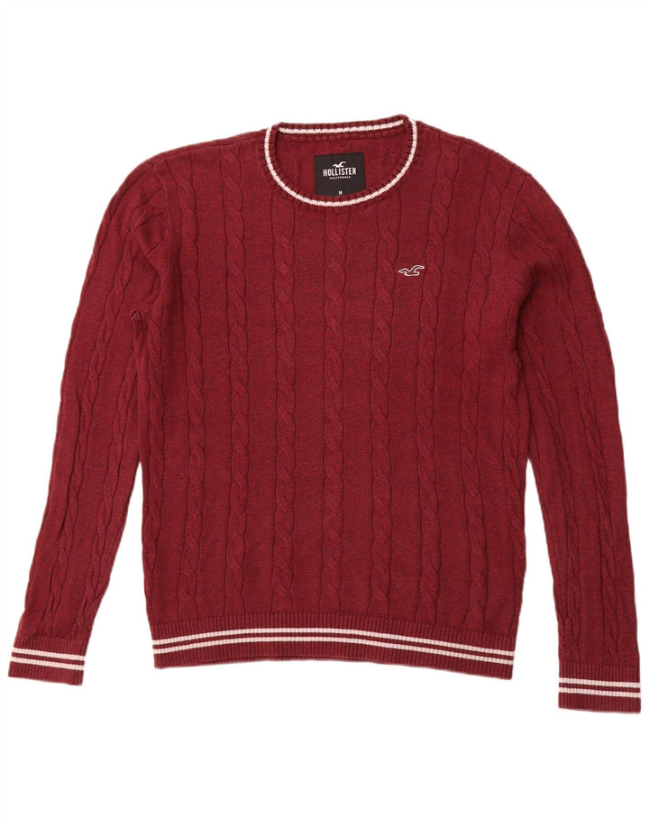 HOLLISTER Mens Crew Neck Jumper Sweater Medium Maroon Cotton