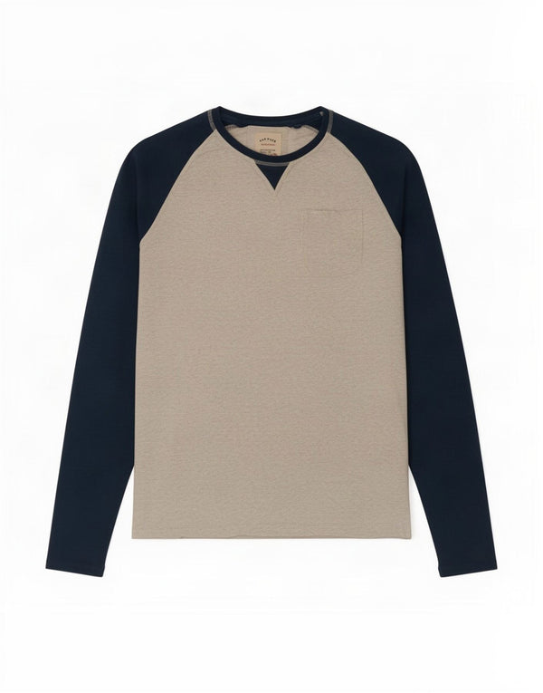 Fat Face Mens Top Long Sleeve Large Grey Colourblock Cotton