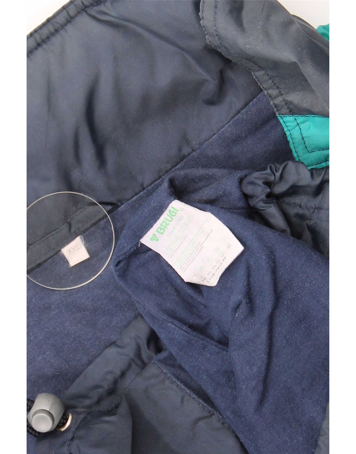Brugi Mens Hooded Tracksuit Top Jacket 2XL Navy Blue Colourblock Polyamide