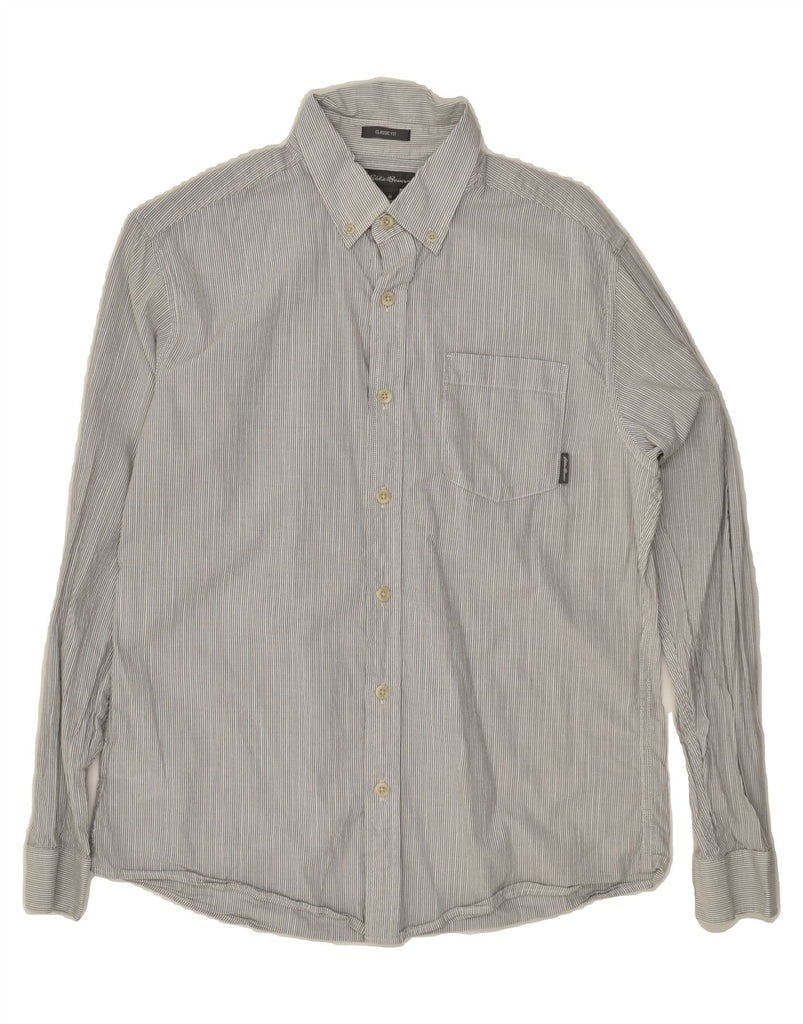 EDDIE BAUER Mens Classic Fit Shirt Medium Grey Striped Cotton | Vintage Eddie Bauer | Thrift | Second-Hand Eddie Bauer | Used Clothing | Messina Hembry 