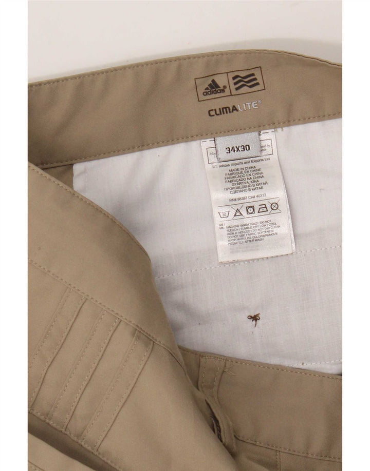 Adidas Mens Climalite Straight Chino Trousers W34 L30 Beige Polyester