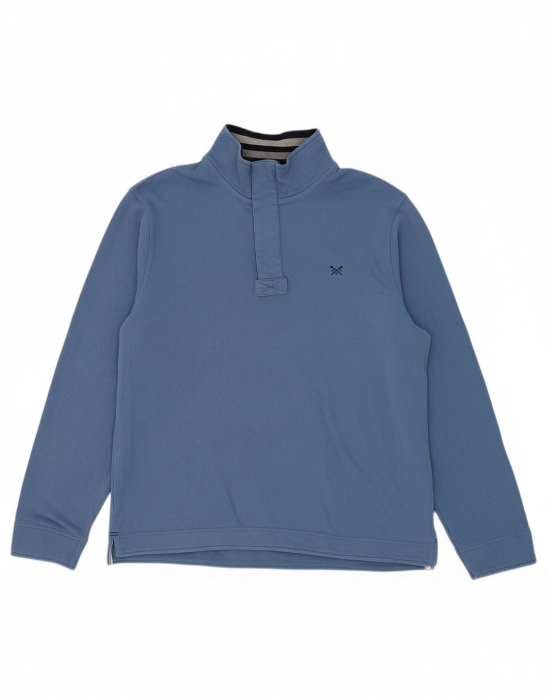 CREW CLOTHING Mens Zip Neck Sweatshirt Jumper Large Blue Cotton