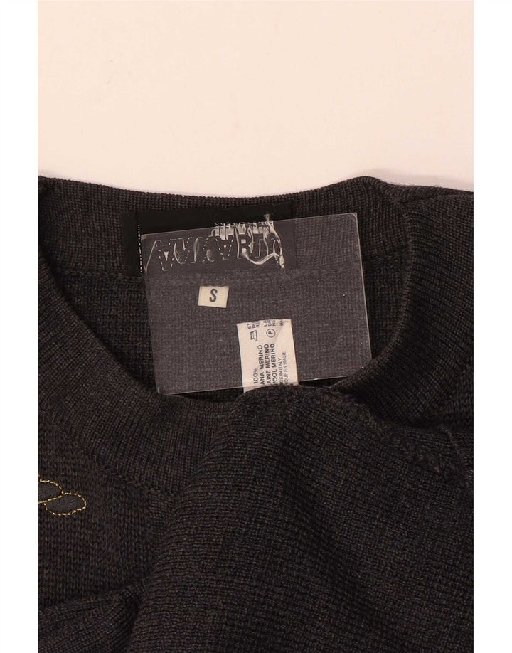 Vintage Womens Oversized Cardigan Sweater UK 10 Small Grey Wool