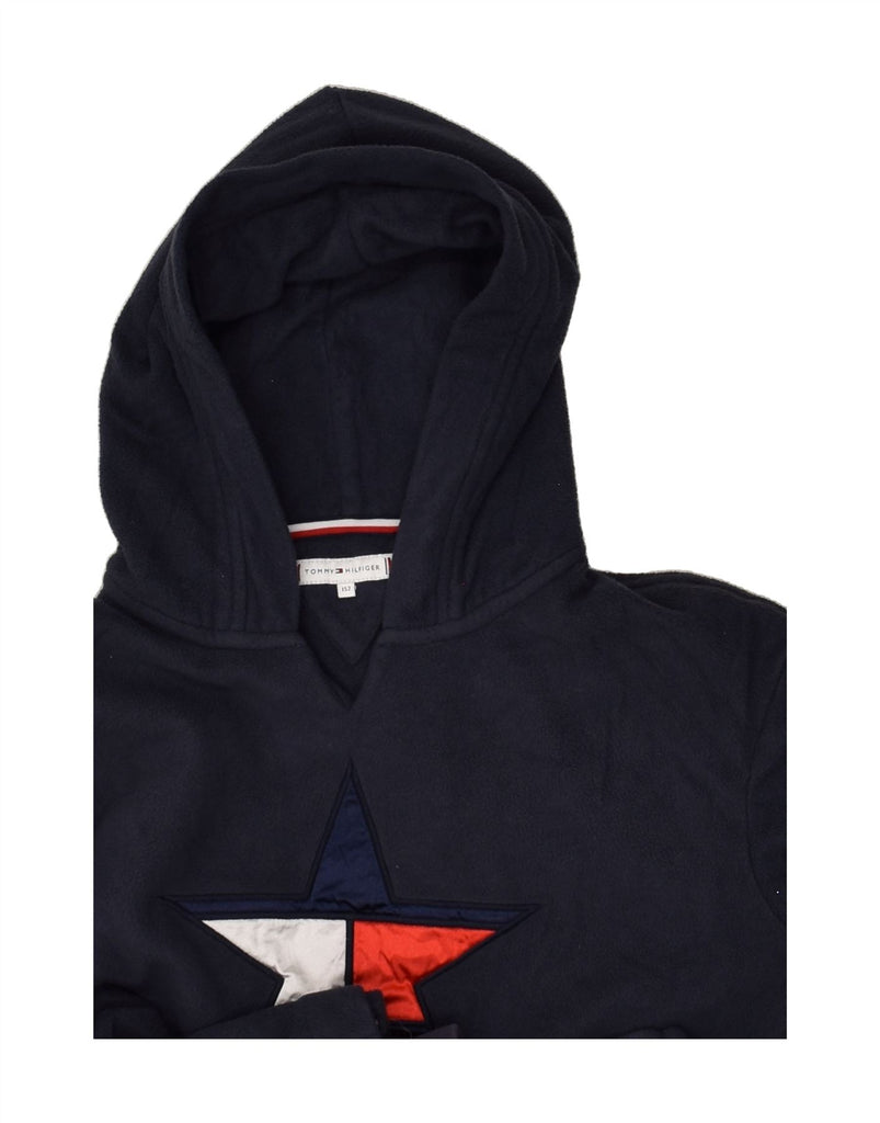 TOMMY HILFIGER Boys Fleece Graphic Hoodie Jumper 11-12 Years Navy Blue | Vintage Tommy Hilfiger | Thrift | Second-Hand Tommy Hilfiger | Used Clothing | Messina Hembry 