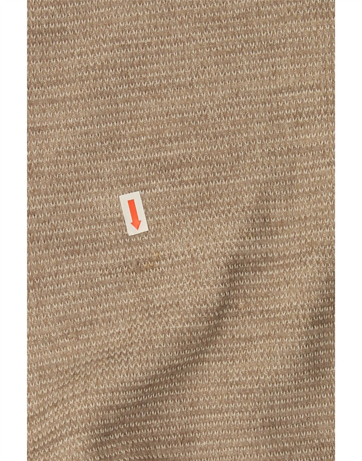 Marks & Spencer Mens V-Neck Jumper Sweater Small Beige Colourblock Acrylic