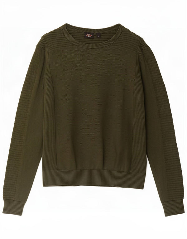 Bear Womens Boat Neck Jumper Sweater UK 14 Medium Khaki Cotton