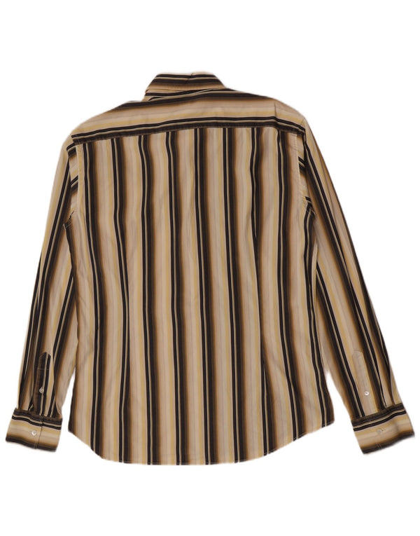Ted Baker Mens Shirt Size 6 2XL Beige Striped Cotton