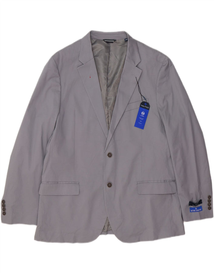 NAUTICA Mens 2 Button Blazer Jacket UK 46 3XL Grey Cotton