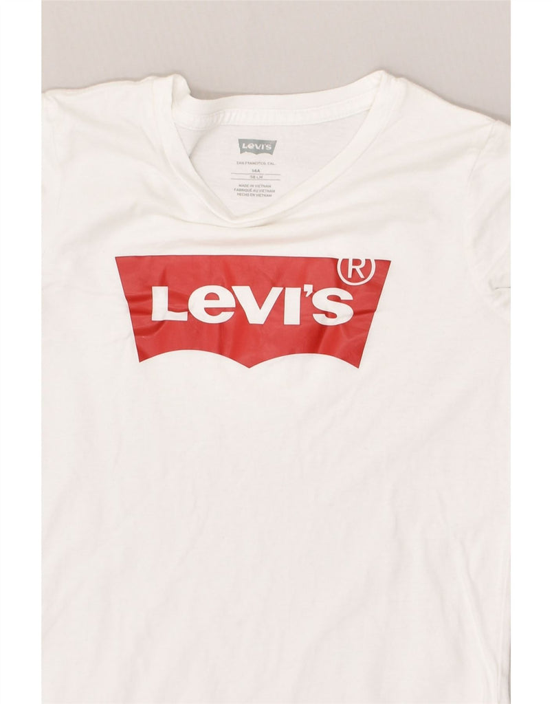 LEVI'S Boys Graphic Top Long Sleeve 13-14 Years White Cotton | Vintage Levi's | Thrift | Second-Hand Levi's | Used Clothing | Messina Hembry 