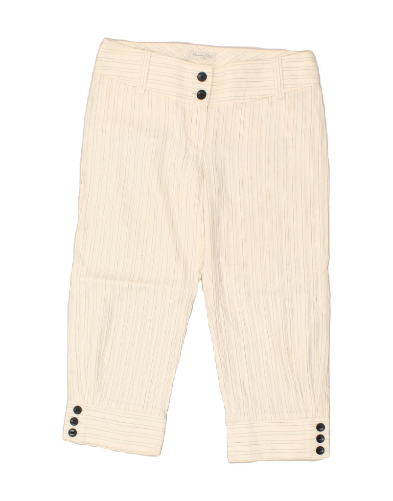 MASSIMO DUTTI Womens Straight Capri Trousers W28 L19  Off White Pinstripe | Vintage Massimo Dutti | Thrift | Second-Hand Massimo Dutti | Used Clothing | Messina Hembry 