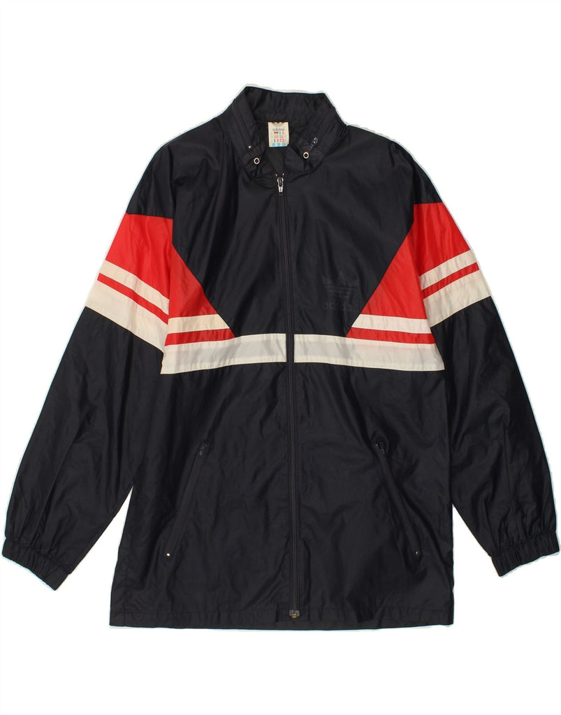 ADIDAS Mens Rain Jacket UK 36 Small Navy Blue Colourblock Nylon Vintage Adidas and Second-Hand Adidas from Messina Hembry 