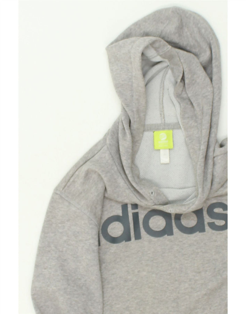 ADIDAS Womens Graphic Hoodie Jumper UK 6 XS Grey Cotton | Vintage Adidas | Thrift | Second-Hand Adidas | Used Clothing | Messina Hembry 