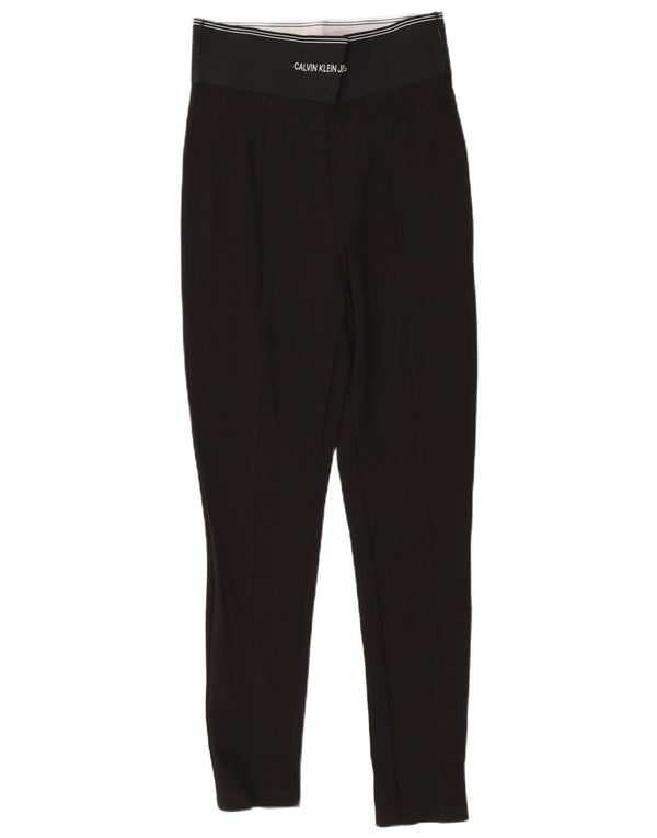 Calvin Klein Womens Graphic Leggings UK 8 Small Black Viscose