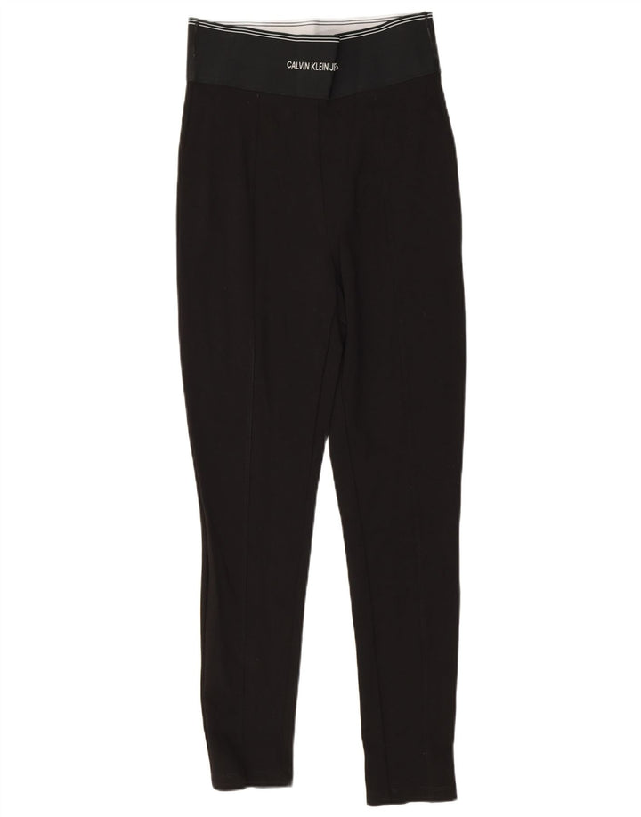Calvin Klein Womens Graphic Leggings UK 8 Small Black Viscose