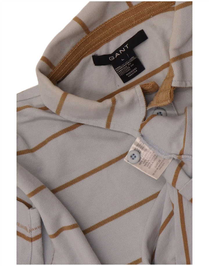 Gant Mens Polo Shirt Large Blue Striped Cotton