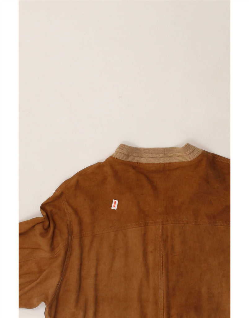 VINTAGE Womens Suede Bomber Jacket UK 12 Medium Brown Leather Vintage Vintage and Second-Hand Vintage from Messina Hembry 