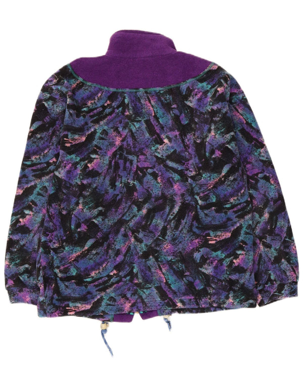 Vintage Womens Fleece Jacket UK 14 Large Purple Colourblock