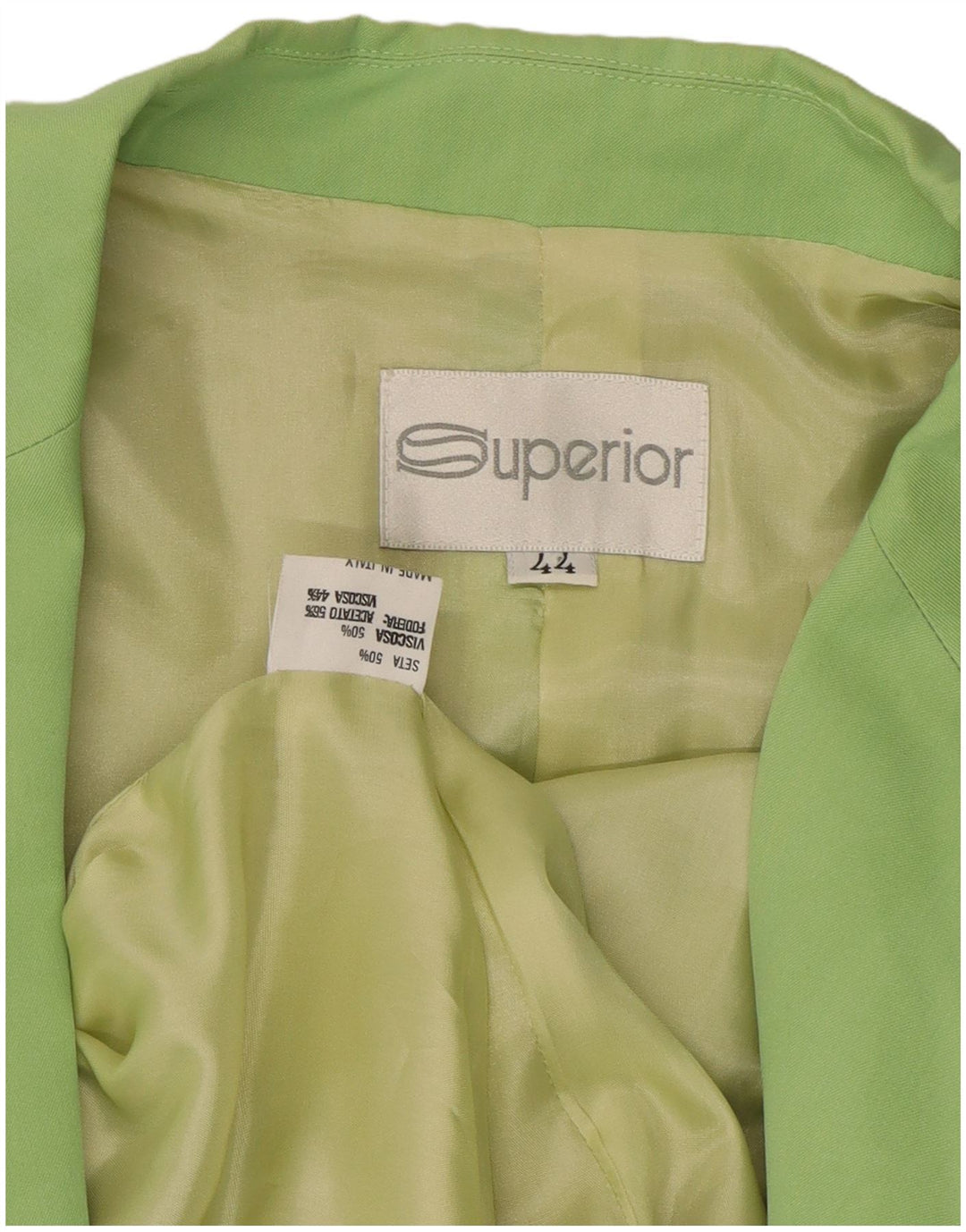 SUPERIOR Womens Double Breasted Blazer Jacket IT 44 Medium Green Silk
