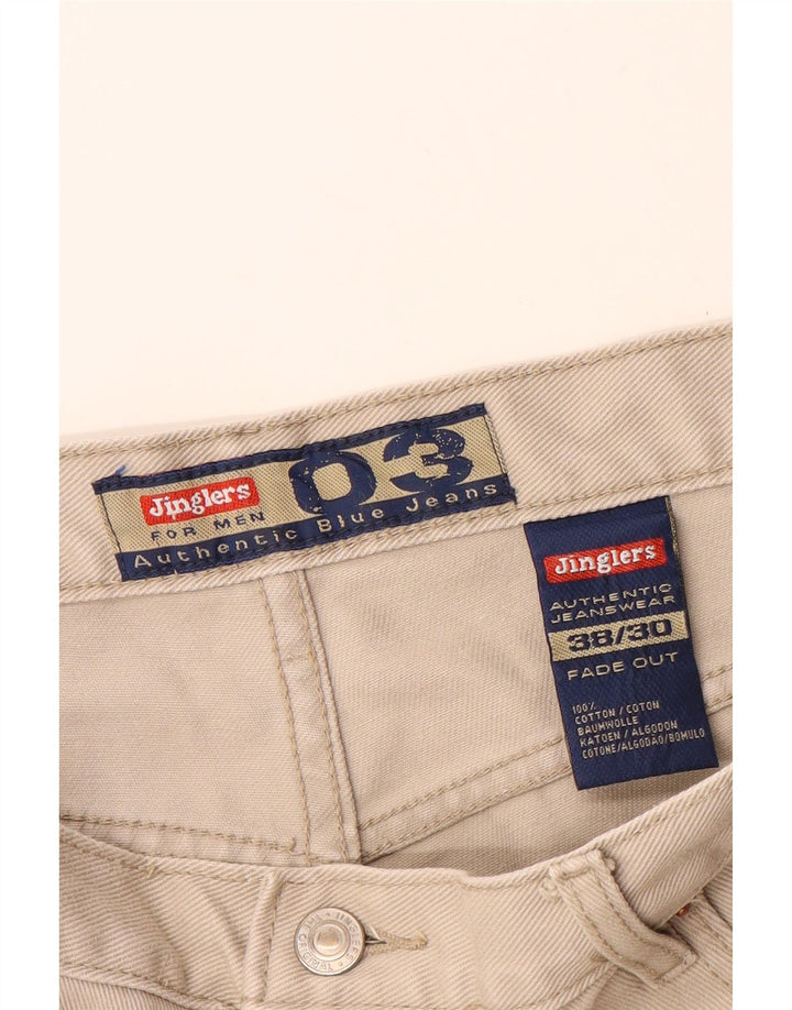JINGLERS Mens Straight Jeans W38 L30 Beige Cotton