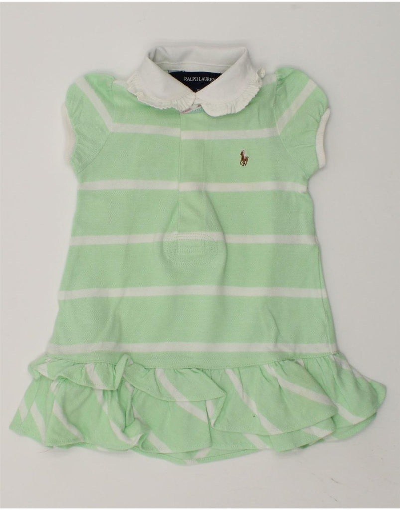 RALPH LAUREN Baby Girls Polo Dress 6-9 Months Green Striped Cotton | Vintage Ralph Lauren | Thrift | Second-Hand Ralph Lauren | Used Clothing | Messina Hembry 