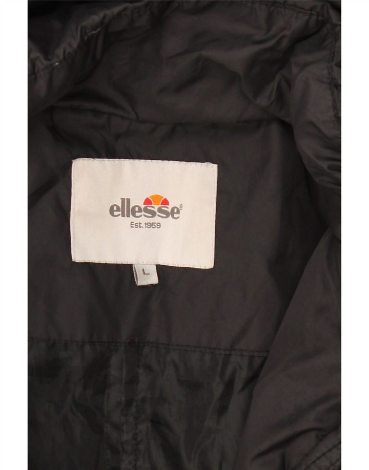 ELLESSE Womens Hooded Padded Coat UK 14 Large Black Vintage Ellesse and Second-Hand Ellesse from Messina Hembry 