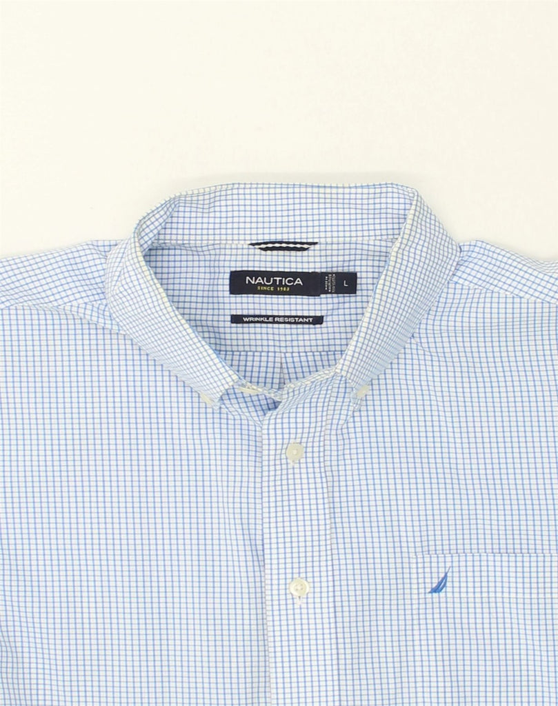 NAUTICA Mens Shirt Large Blue Check Cotton | Vintage Nautica | Thrift | Second-Hand Nautica | Used Clothing | Messina Hembry 