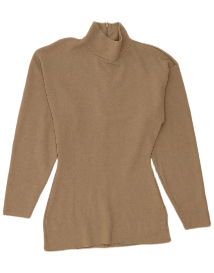 Zara Womens Turtle Neck Jumper Sweater UK 10 Small Beige Viscose