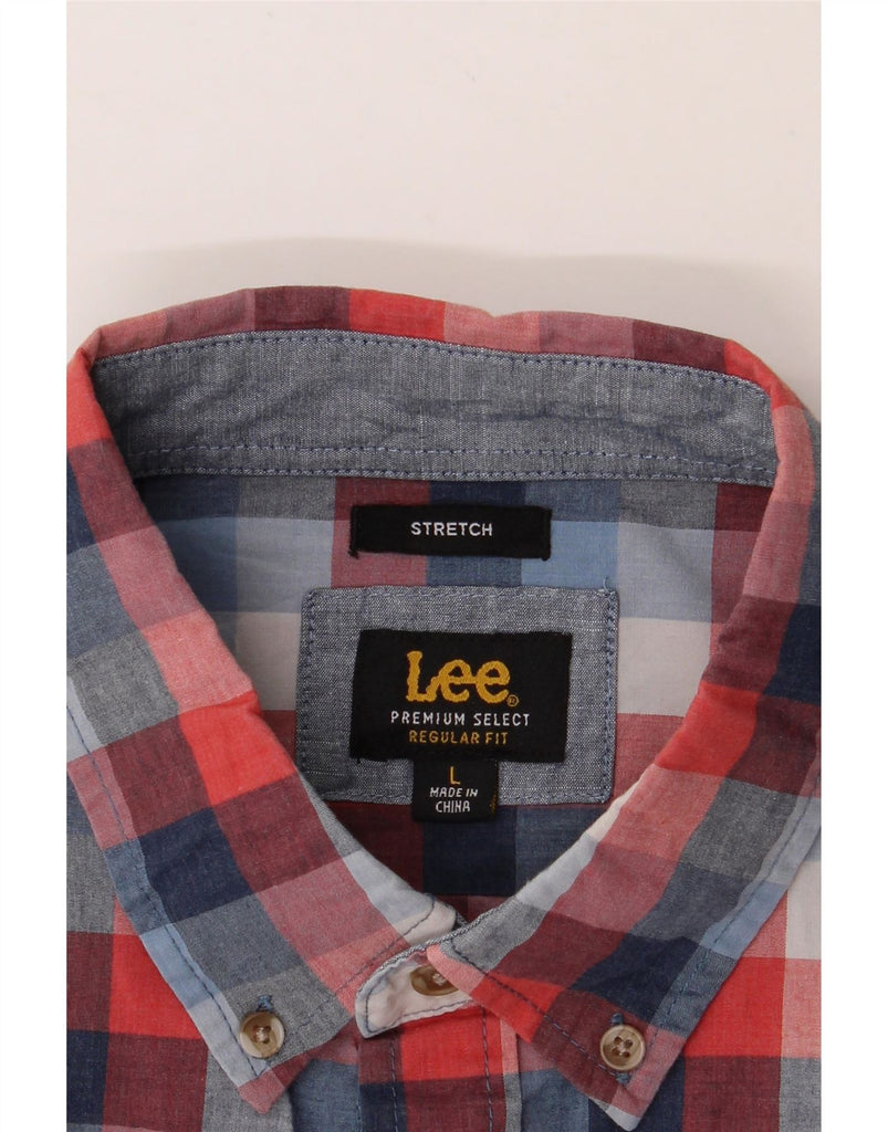 LEE Mens Regular Fit Short Sleeve Shirt Large Red Check Cotton Vintage Lee and Second-Hand Lee from Messina Hembry 