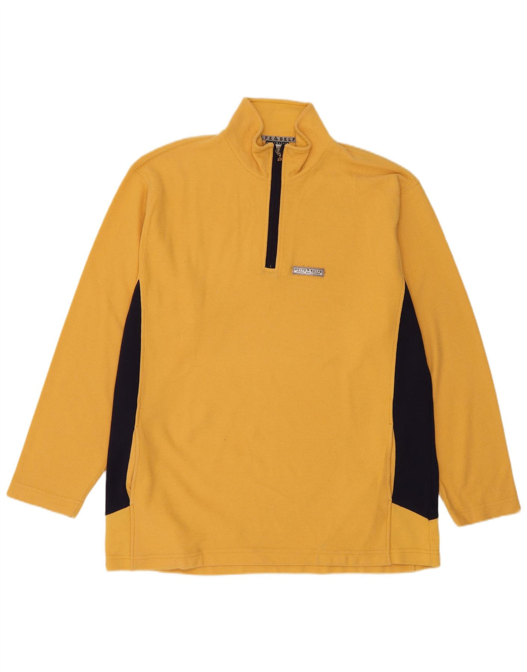 Belfe & Mens Zip Neck Pullover Tracksuit Top 2XL Yellow Colourblock