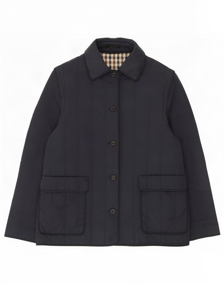 Aquascutum Womens Quilted Jacket UK 14 Medium Navy Blue