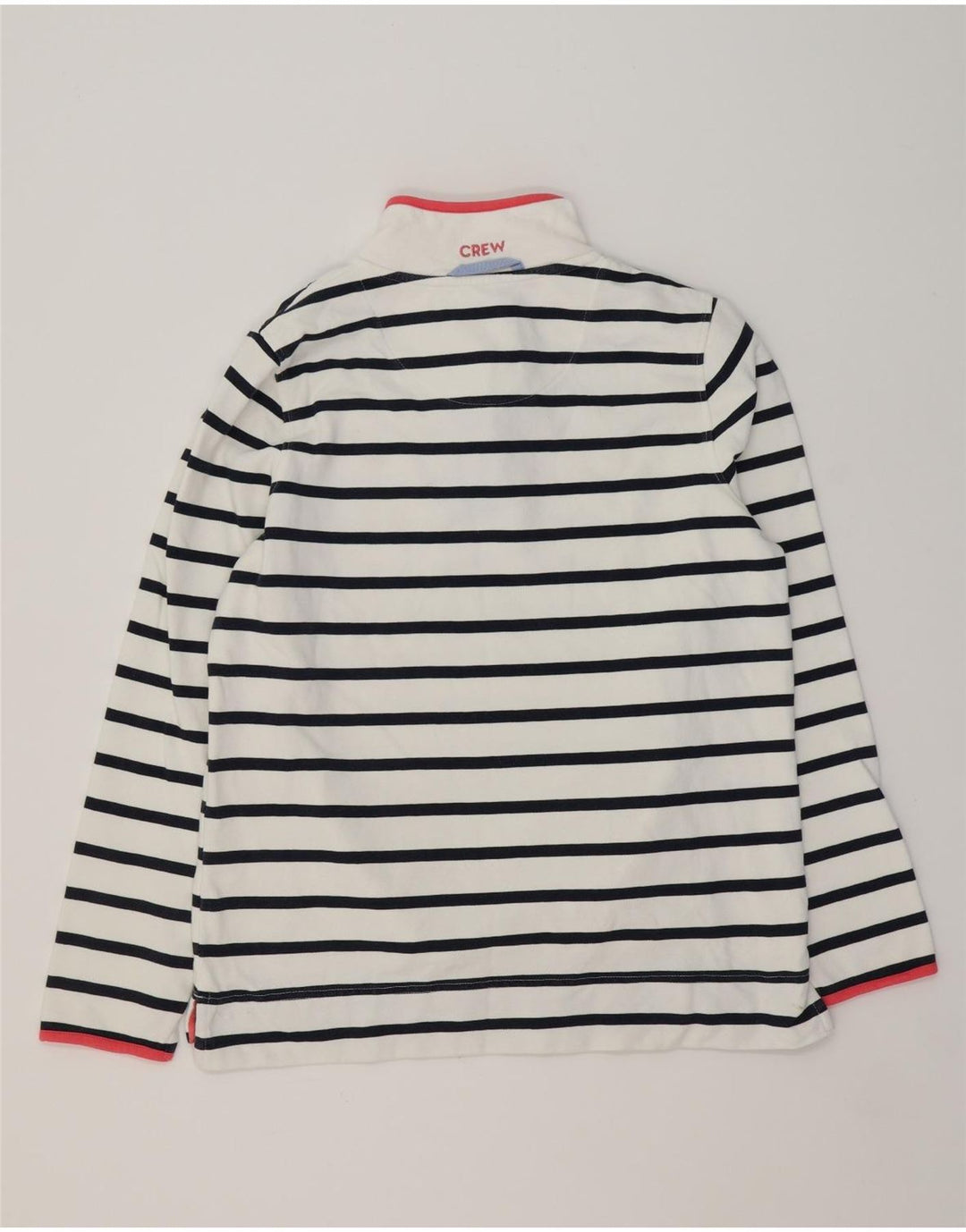 CREW CLOTHING Womens Sweatshirt Jumper UK 14 Large  White Striped Vintage Crew Clothing and Second-Hand Crew Clothing from Messina Hembry 
