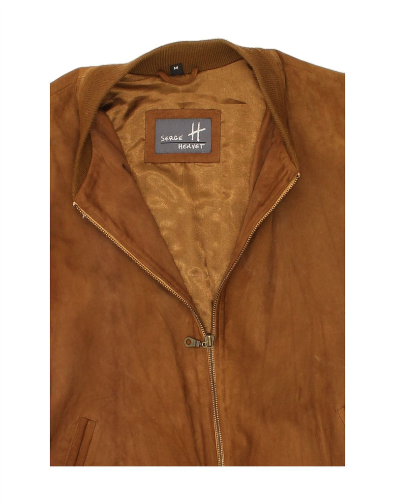 SERGE HERVET Mens Bomber Leather Jacket UK 38 Medium Brown Leather Vintage Serge Hervet and Second-Hand Serge Hervet from Messina Hembry 