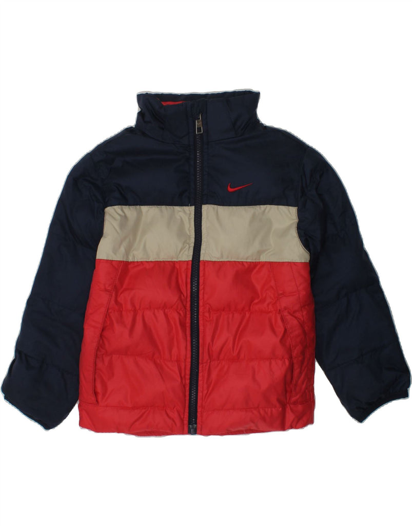 NIKE Boys Padded Jacket 5-6 Years Navy Blue Colourblock | Vintage Nike | Thrift | Second-Hand Nike | Used Clothing | Messina Hembry 