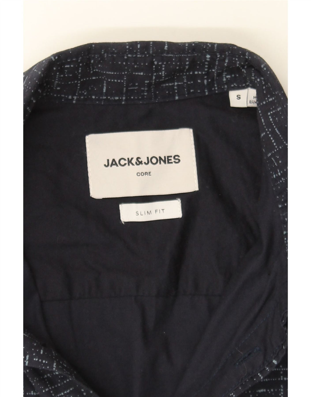 JACK & JONES Mens Slim Fit Shirt Small Navy Blue Check Cotton Vintage Jack & Jones and Second-Hand Jack & Jones from Messina Hembry 