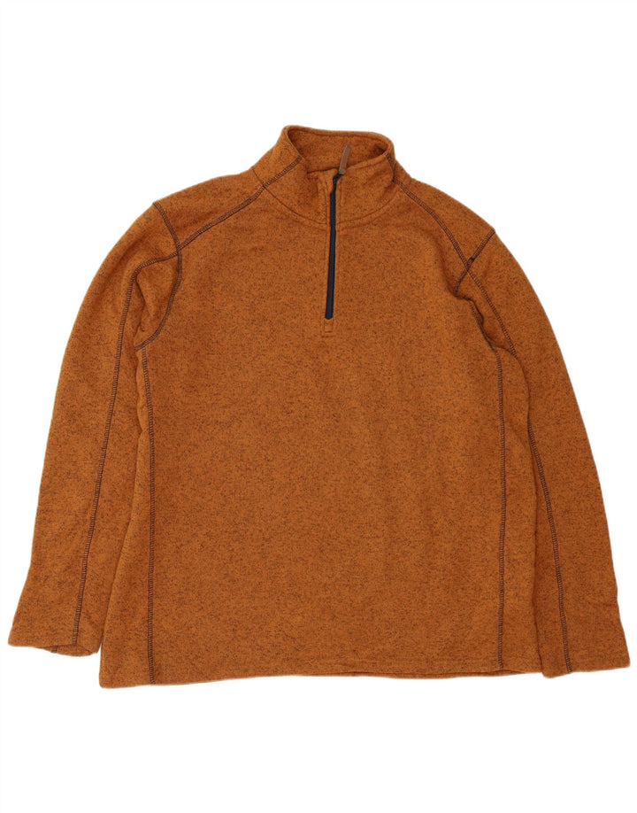 MOUNTAIN WAREHOUSE Mens Zip Neck Sweatshirt Jumper 2XL Brown Flecked