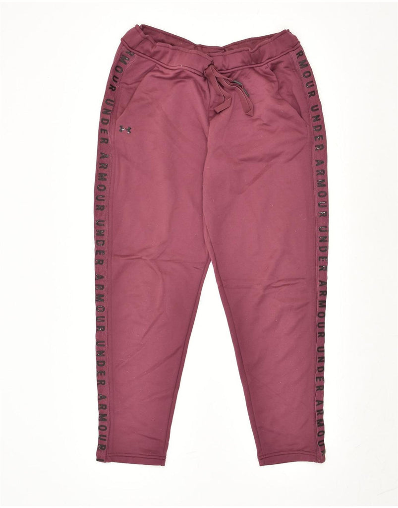 UNDER ARMOUR Womens Graphic Tracksuit Trousers UK 14 Large Burgundy | Vintage Under Armour | Thrift | Second-Hand Under Armour | Used Clothing | Messina Hembry 