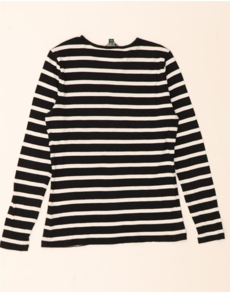 RALPH LAUREN Womens Top Long Sleeve UK 12 Medium Black Striped Cotton Vintage Ralph Lauren and Second-Hand Ralph Lauren from Messina Hembry 