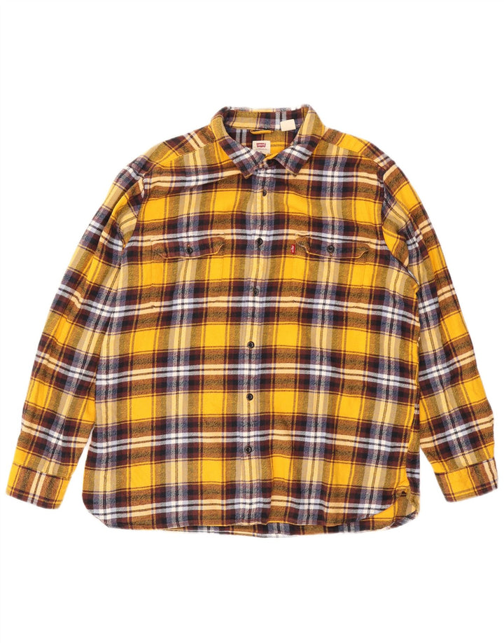 Levi's Mens Standard Fit Flannel Shirt XL Yellow Plaid Cotton