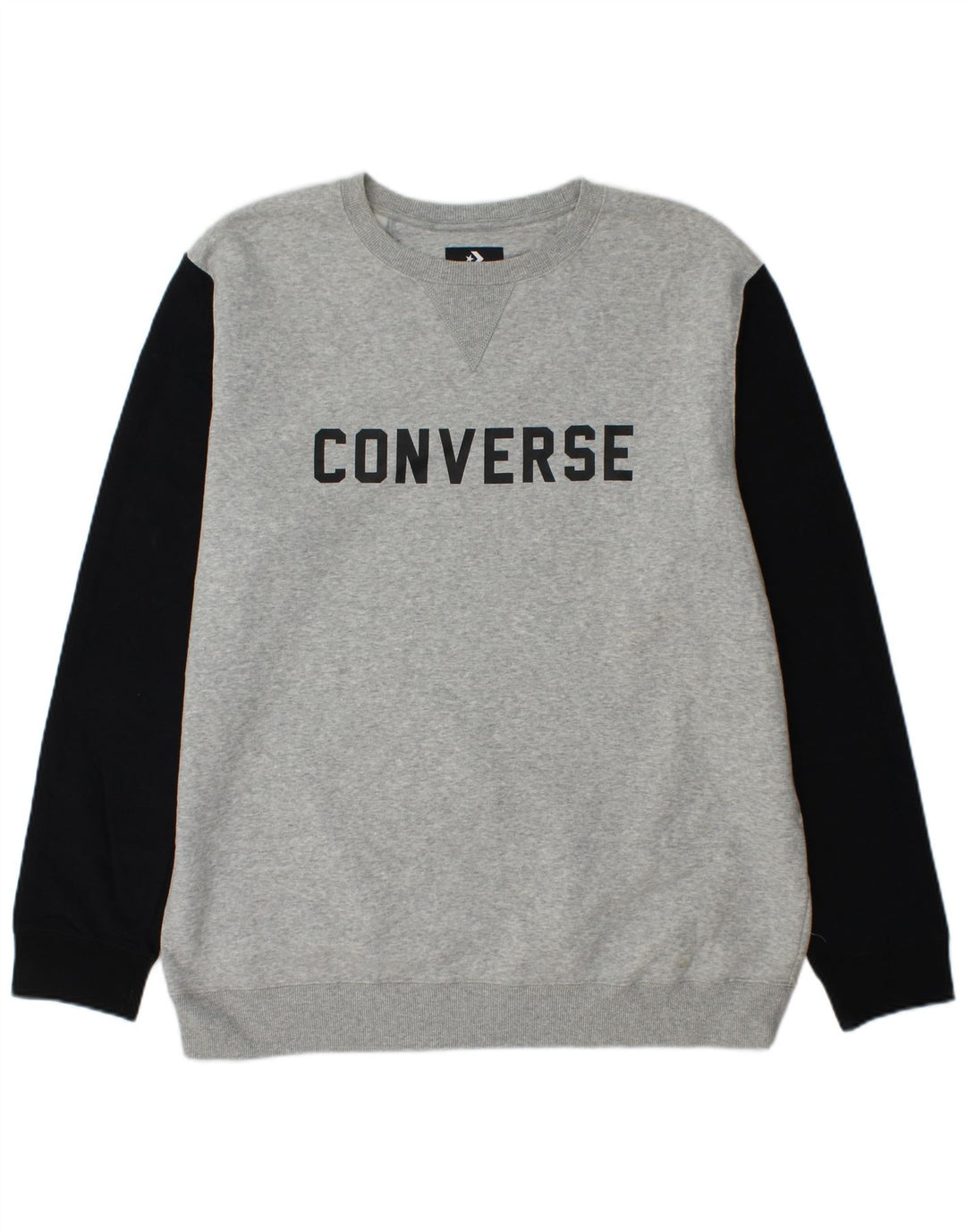 CONVERSE Mens Graphic Sweatshirt Jumper XL Grey Colourblock Cotton