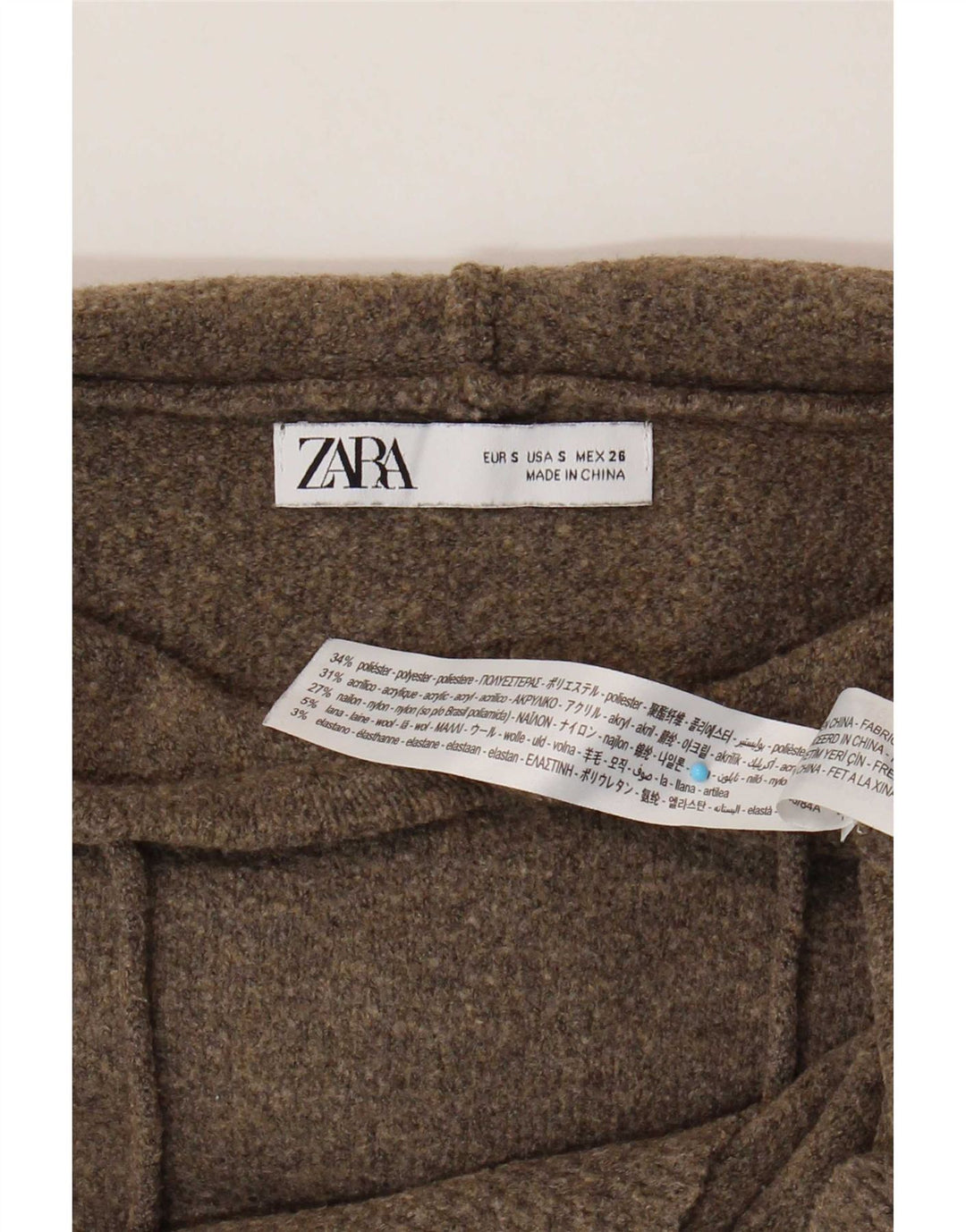 Zara Womens Hooded Oversized Jumper Sweater UK 10 Small Brown Polyester